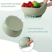 6 PCS Kinder Utensilien Kleinkind Löffel und Gabeln mit Saugplatten verstellbare Bib Cup, BPA freie Kid Bowls Cup Silikon Fütter