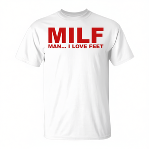 T-shirt graphique sarcaste pour hommes et femmes avec la citation « Man I Love Feet » - Vêtements promotionnels - Product Image 2
