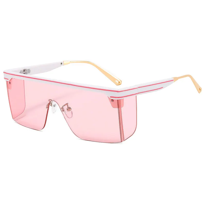 Oversized square frameless 2022 custom new fashion designer metal sunglasses men's retro women's one-piece lens sunglasses