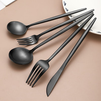 Ensemble de 20 couverts noirs en acier inoxydable, cuillères à miel, mini-cuillères, ensemble de couverts, ustensiles de restaurant, vente chaude transfrontalière