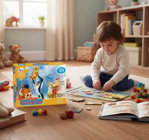 Ensemble de puzzles en papier amusants, 120 pièces, jouet éducatif pour enfants de 5 à 7 ans, coins carrés, impression couleur - Product Image 2