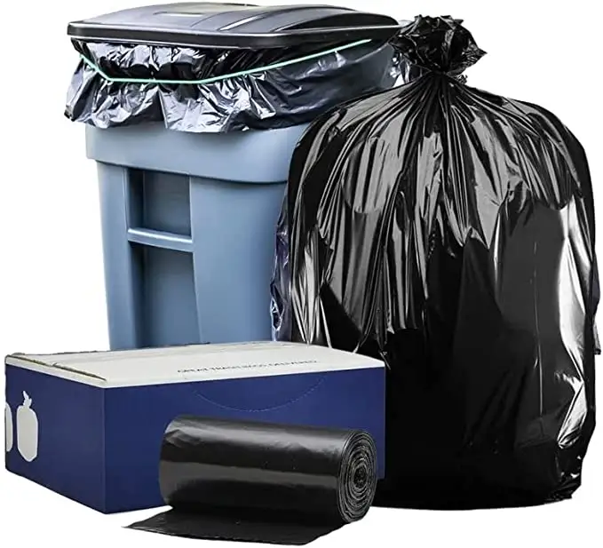 Coletor de lixo 42 galão 3 mil lpe, saco de lixo preto com fecho de aba fácil/158 litros, forro de tambor de lixo de plástico