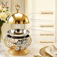 Ensemble de chauffe-plats décoratifs pour buffet, en acier inoxydable, avec couvercle isolant suspendu, pour mariage et banquet