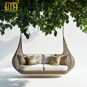 Balançoire de canapé à bascule en rotin en osier de jardin extérieur pour le salon - Product Image 2