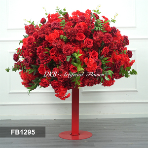 Bouquet de fleurs artificielles géantes de 1,3 m de diamètre, centre de table classique, combinaison de roses rouges en soie <span class=keywords><strong>et</strong></span> de fleurs de cerisier, fausse composition florale - Product Image 2