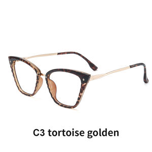 VisualMateトレンディな女の子フルリムキャットアイ特大オプティカルフレームTR90メタルアンチブルーライト処方メガネ - Product Image 2