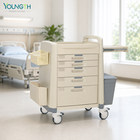 Chariot médical hospitalier YOUNGTH, chariot à médicaments en ABS pour clinique, 5 tiroirs, serrure à code, panier en fil métallique