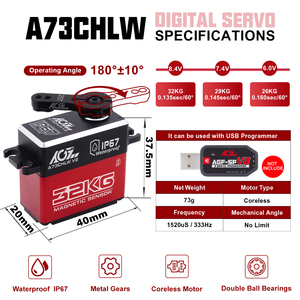 AGFRC ขายดี 32KG 8.4V HV เกียร์เหล็กแรงบิดสูง 2BB คอร์เลส IP67 กันน้ำ โปรแกรมได้ รถบังคับวิทยุ หุ่นยนต์ - Product Image 1