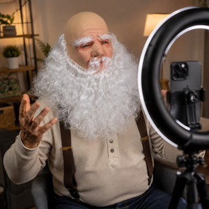 Masque intégral en latex pour homme âgé d'Halloween avec tête <span class=keywords><strong>chauve</strong></span>, sourcils blancs, longue barbe bouclée - Thème amusant et pétillant - Product Image 2