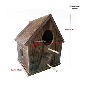 Caja de madera circular para búhos con orificio de entrada, para exteriores, con tornillos de montaje y virutas de madera, casa para mascotas - Product Image 2