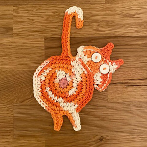 <b>Cat</b> Butt Crochet Drink Coaster Set <b>Funny</b> <b>Cat</b> for <b>Cat</b> Lover <b>Gifts</b> Resistant Absorbent Cup Mat Handmade Braided Fabric Coasters - Product Image 5