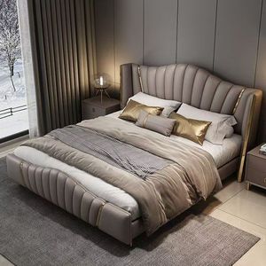 Gran oferta, conjunto de muebles de dormitorio de lujo moderno y Popular, cajones de almacenamiento de diseño de Hotel tamaño King, cama de cuero tamaño <span class=keywords><strong>Queen</strong></span> con almacenamiento - Product Image 1