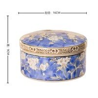 Ensemble de boîtes rondes en porcelaine bleue et blanche Art Déco, motif floral peint à la main, boîte de rangement en céramique, décoration d'intérieur