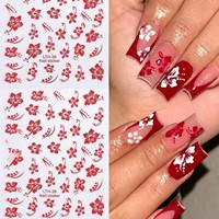 Autocollants pour ongles en PVC ultra fins et autocollants, motif petites fleurs rose doux printemps/été, sans cuisson, longue durée, logo personnalisé
