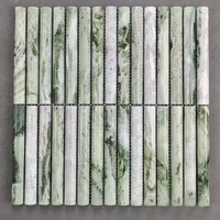 Mosaïque en bande de travertin, mosaïque murale en marbre naturel, carreaux courbes en forme de kit kat, mosaïque en marbre cannelé, mosaïque en travertin