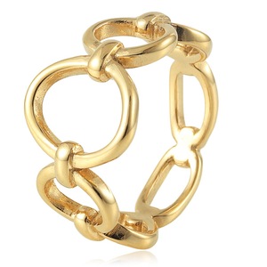 yunnique Geometric <b>Gold</b> <b>Ring</b> Women's Fashion Party Jewelry Stainless Steel Exaggerated Design Large Size Accessory - Product Image 1
