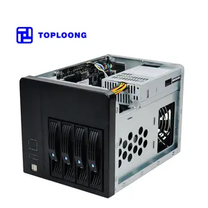 Penyimpanan Terpasang Jaringan Nas Server Barebone Sasis untuk Penggunaan Rumah Penyimpanan Data Besar Atas Meja Mini-itx Nas 4 Lubang Diy Casis Server