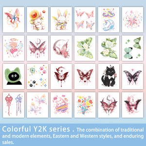 Autocollants de tatouage temporaire colorés, tatouages imperméables à divers motifs, adaptés au visage, aux bras et aux jambes - Product Image 4