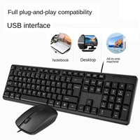Ensemble clavier et souris filaire USB LVKIDRON 104 touches, 1000 DPI, avec boutons de basse, design ergonomique résistant aux éclaboussures, en stock pour le bureau professionnel