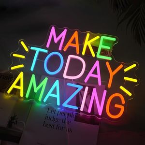 Letrero de Neón con Frase Positiva <span class=keywords><strong>para</strong></span> Hacer el Día Increíble, Decoración de Pared LED, Luz Colorida de Arcoíris <span class=keywords><strong>para</strong></span> Dormitorio, Sala de Estar, Oficina en Casa - Product Image 1
