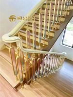 Rampe d'escalier en verre coloré Copper Mansion, modèle aluminium, escaliers de villa, luxe léger, moderne, minimaliste, en alliage aluminium-magnésium