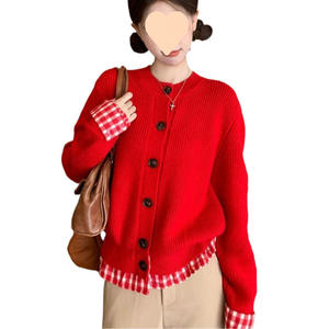 Miu <span class=keywords><strong>Cardigan</strong></span> con fiocco con motivo a maglia tinta unita <span class=keywords><strong>blu</strong></span> <span class=keywords><strong>scuro</strong></span> da donna con decorazione a bottone - Product Image 6