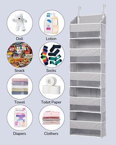 2 in 1 <b>Wall</b> Mount Over Door <b>Hanging</b> Organizer <b>Storage</b> 5-shelf Clothing Tools Bedding Jewelry Eco-friendly Multifunction Fabric - Product Image 5