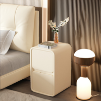 Table de Chevet Minimaliste Moderne en Bois Massif, Écologique et Intelligente, Style Crème Luxe Léger, Meuble de Rangement Domestique
