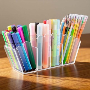 Portapenne e Porta Pennelli da Trucco in Acrilico Trasparente, Scatola Portaoggetti da Scrivania Personalizzabile con Servizio di Taglio - Product Image 6