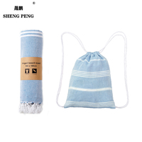 Hot Sell Quick Dry Wholesale Custom Rectangular Best Selling Soft Personalized Turkish Cotton Tassel Beach Towel Bag