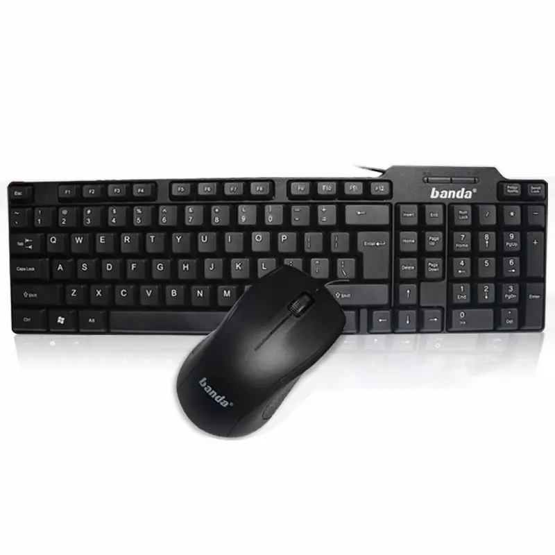 Toptan tam boy yüksek kalite Usb kablolu klavye fare 2.4g su geçirmez klavye ve fare ofis seti siyah renk kutusu