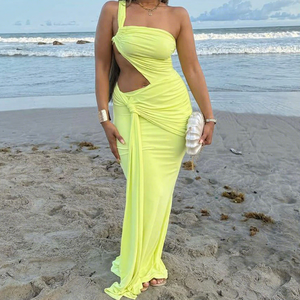 GX50427 <span class=keywords><strong>abito</strong></span> lungo Sexy da donna elegante abbigliamento estivo 2025 alla moda <span class=keywords><strong>abito</strong></span> lungo senza maniche Maxi a spalla singola - Product Image 1