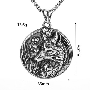 yunnique Men's Stainless Steel Wolf <b>Head</b> Pendant Necklace Viking <b>Style</b> Animal Design Gift Jewelry - Product Image 5