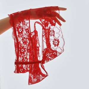 Sexy Lace Open Crotch Panties High Rise Mesh Briefs For Women Black Floral Pattern Nylon Material - Product Image 4