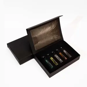 Benutzer definierte Logo Pappe leer fort geschrittenen Duft Luxus Geschenk Set Buchform Parfüm Probe Box
