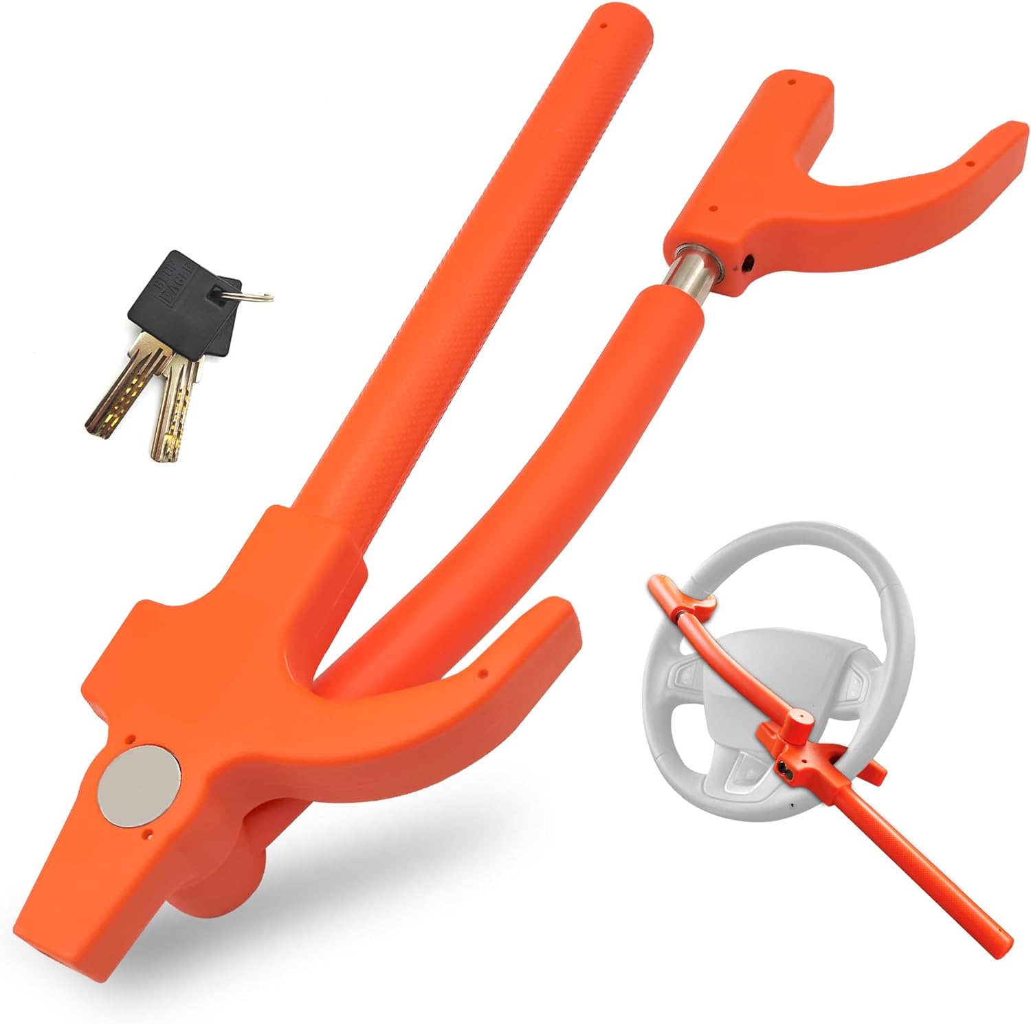 YH3172 Adjustable Length Alloy Double Hook Car Lock Anti-Theft Steering Wheel Pedal Lock - Ningbo He