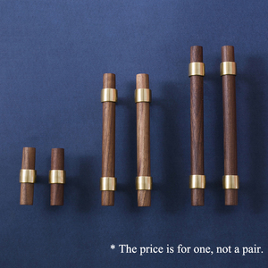 Walnut Elm <strong>T</strong> <strong>Bar</strong> Knob Furniture Cabinet Wardrobe <strong>Door</strong> <strong>Handle</strong> and Knob C-2037 Arrival Brass New Modern Brass+walnut - Product Image 6