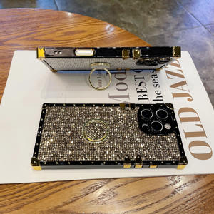 Brillo cuadrado Retro adecuado para Samsung S25 funda de teléfono A06 estilo étnico pegamento Flexible Note20 soporte de anillo de luz azul A73 - Product Image 6