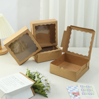 Boîte à gâteau en papier blanc/kraft avec fenêtre, poignée, logo personnalisable, impression offset, carton alimentaire, forme rectangulaire ou carrée