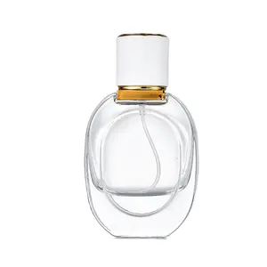 Atacado Luxo Personalizado Recarregável Clear Crimp Screw Vazio Garrafa De Viagem De Perfume De Vidro 30ml 50ml Com Caixa