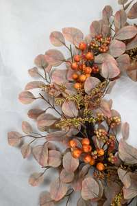 Couronne artificielle ronde de 24 pouces pour la décoration murale de porte, idéale pour les fêtes et le festival de la récolte d'automne - Product Image 3