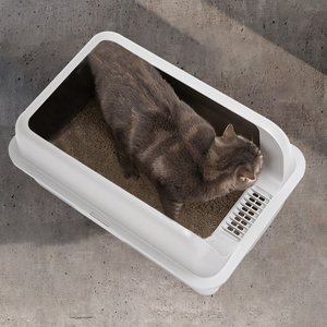 开放式设计超大防溅20L不锈钢猫砂箱，带高侧黑猫马桶配件 - Product Image 4