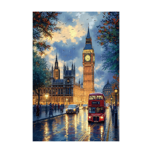 Puzzle géant <span class=keywords><strong>de</strong></span> Londres avec le Big Ben, bus à deux étages, paysage urbain, impression artistique, monument historique britannique, souvenir <span class=keywords><strong>de</strong></span> voyage - Product Image 1