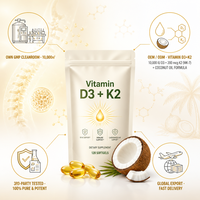 Capsules de vitamine D3 K2 avec huile de noix de coco, complément alimentaire pour adultes, 180 unités, nutrition quotidienne