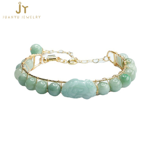Braccialetto geometrico in pietra naturale all'ingrosso gioielli di moda braccialetti in giadeite intagliati a mano braccialetto a catena e maglia in <span class=keywords><strong>giada</strong></span> <span class=keywords><strong>verde</strong></span> Myanmar - Product Image 5