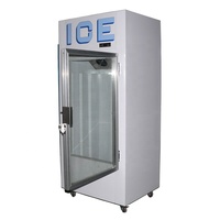 Bac à glace en acier inoxydable avec porte vitrée simple, refroidisseur commercial d'intérieur avec système de refroidissement par ventilateur pour bar et restaurant