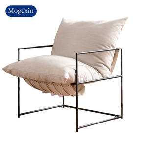 Fauteuil pouf en métal blanc, fauteuil lounge, design moderne pour une utilisation en extérieur et en chambre, ensemble de meubles d'hôtel commercial - Product Image 6