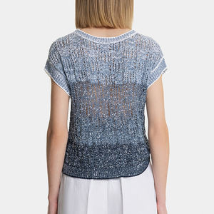 <span class=keywords><strong>Chaleco</strong></span> de Punto Ligero sin Mangas con Diseño Ombré Azul y Gris para <span class=keywords><strong>Mujer</strong></span>, Venta al Por Mayor Personalizada Wisrise - Product Image 2
