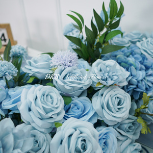 2025 Offre Spéciale bleu 5d fleur chemin de Table haute qualité fleur artificielle chemin blanc Roses et bleu Royal pour décor de mariage - Product Image 3