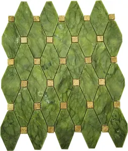 印度绿色瓷砖大理石x 12英寸抛光大理石网镶嵌马赛克瓷砖从工厂供应